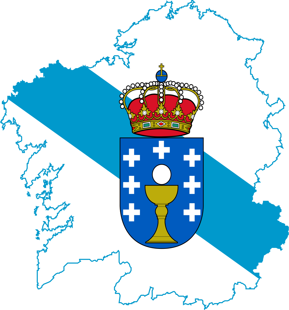Bandera de Galicia en la silueta de la comunidad